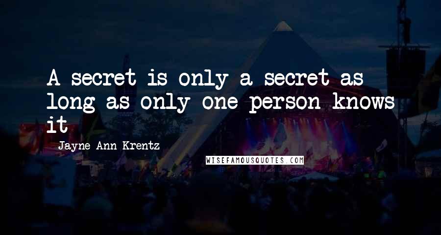 Jayne Ann Krentz Quotes: A secret is only a secret as long as only one person knows it