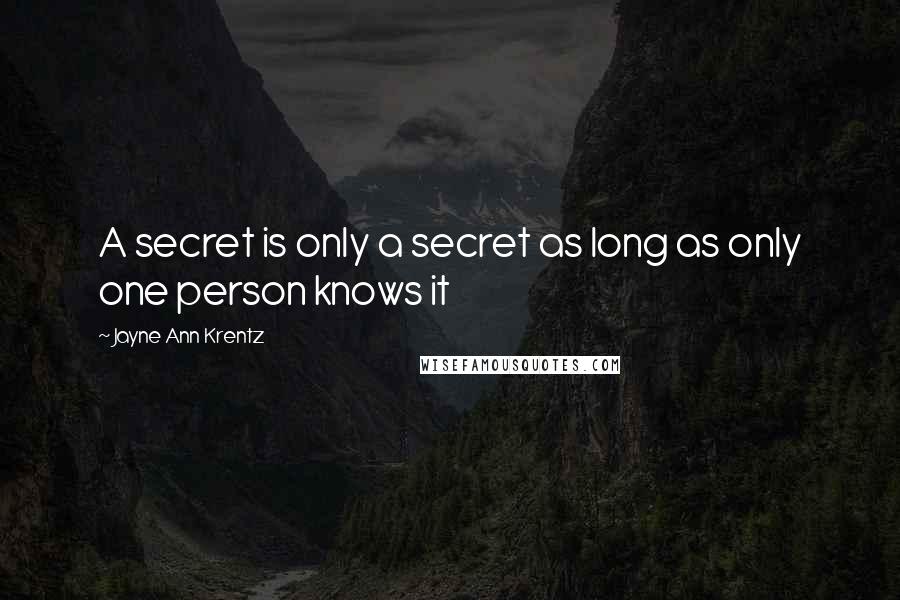 Jayne Ann Krentz Quotes: A secret is only a secret as long as only one person knows it