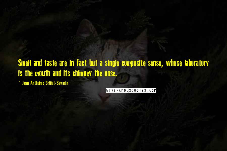 Jean Anthelme Brillat-Savarin Quotes: Smell and taste are in fact but a single composite sense, whose laboratory is the mouth and its chimney the nose.