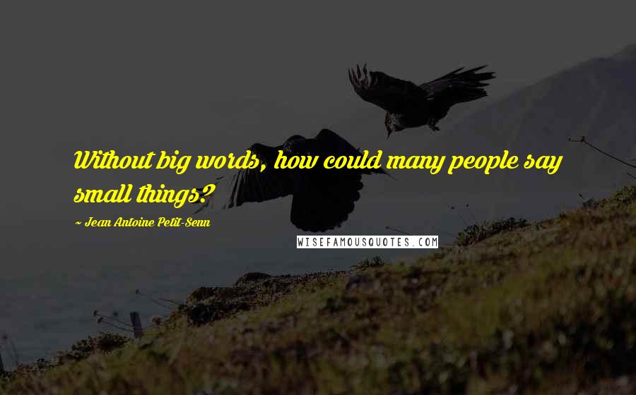 Jean Antoine Petit-Senn Quotes: Without big words, how could many people say small things?
