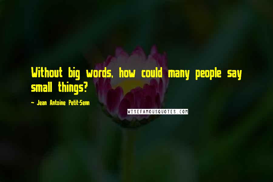 Jean Antoine Petit-Senn Quotes: Without big words, how could many people say small things?