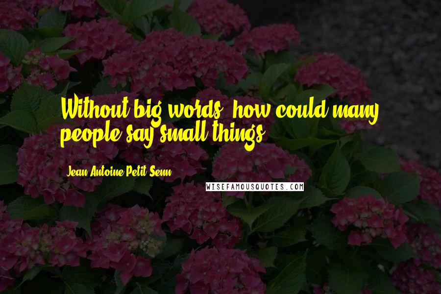 Jean Antoine Petit-Senn Quotes: Without big words, how could many people say small things?