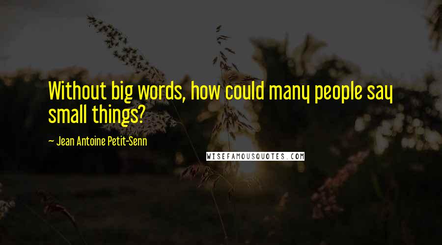 Jean Antoine Petit-Senn Quotes: Without big words, how could many people say small things?