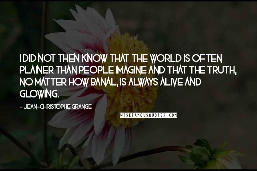 Jean-Christophe Grange Quotes: I did not then know that the world is often plainer than people imagine and that the truth, no matter how banal, is always alive and glowing.