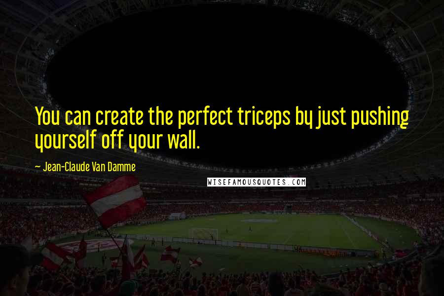 Jean-Claude Van Damme Quotes: You can create the perfect triceps by just pushing yourself off your wall.