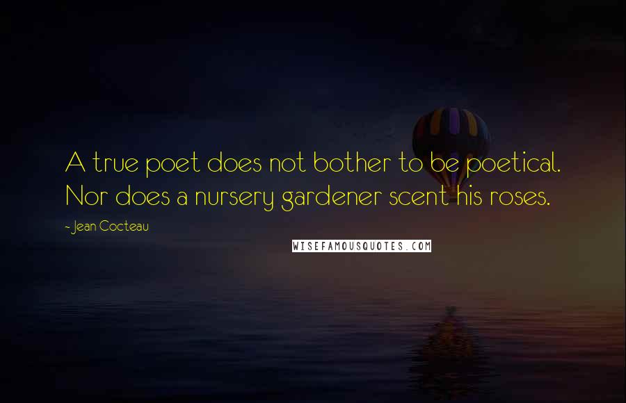 Jean Cocteau Quotes: A true poet does not bother to be poetical. Nor does a nursery gardener scent his roses.