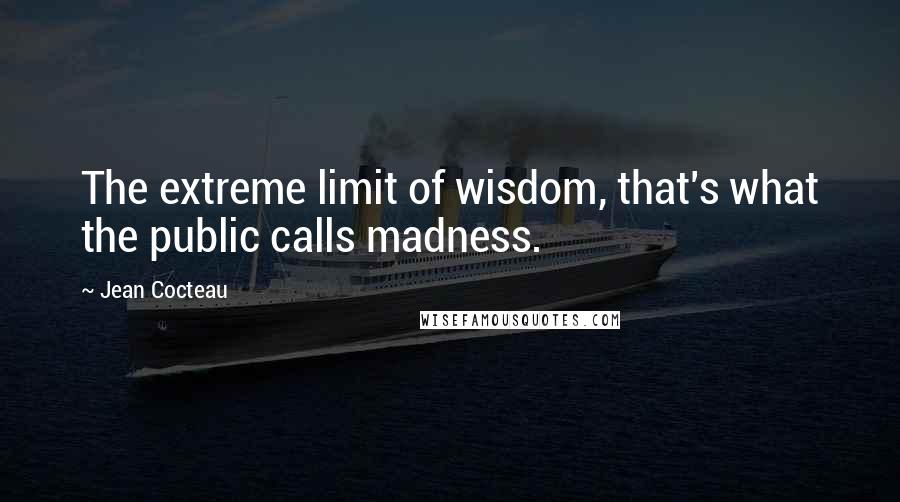 Jean Cocteau Quotes: The extreme limit of wisdom, that's what the public calls madness.