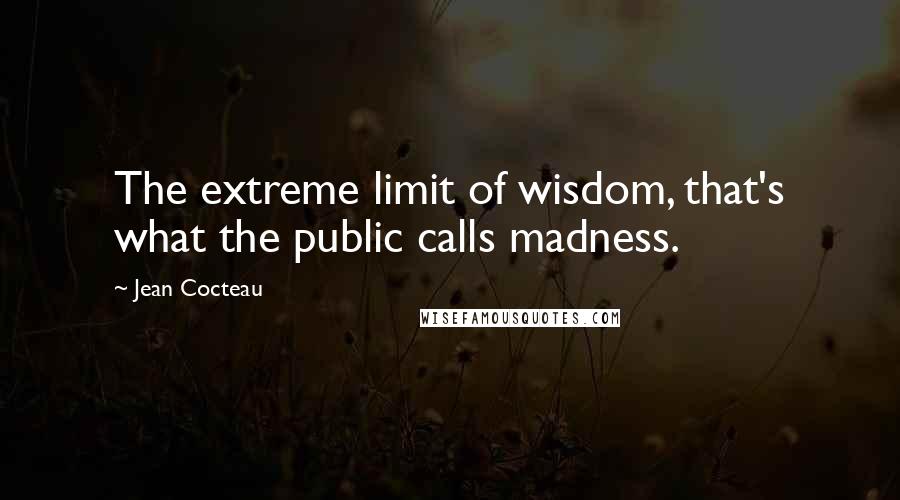 Jean Cocteau Quotes: The extreme limit of wisdom, that's what the public calls madness.