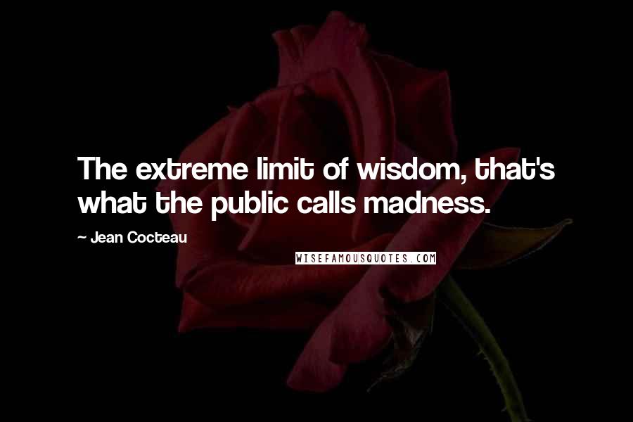 Jean Cocteau Quotes: The extreme limit of wisdom, that's what the public calls madness.