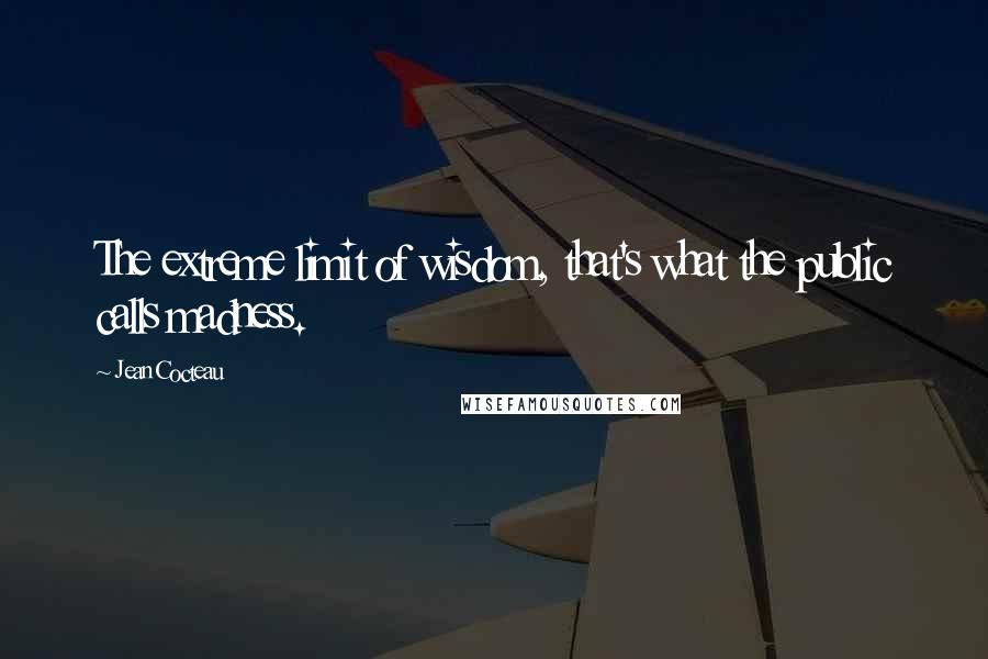 Jean Cocteau Quotes: The extreme limit of wisdom, that's what the public calls madness.