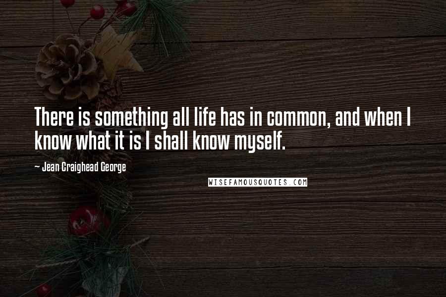 Jean Craighead George Quotes: There is something all life has in common, and when I know what it is I shall know myself.