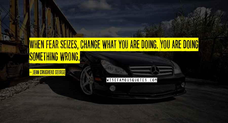 Jean Craighead George Quotes: When fear seizes, change what you are doing. You are doing something wrong.