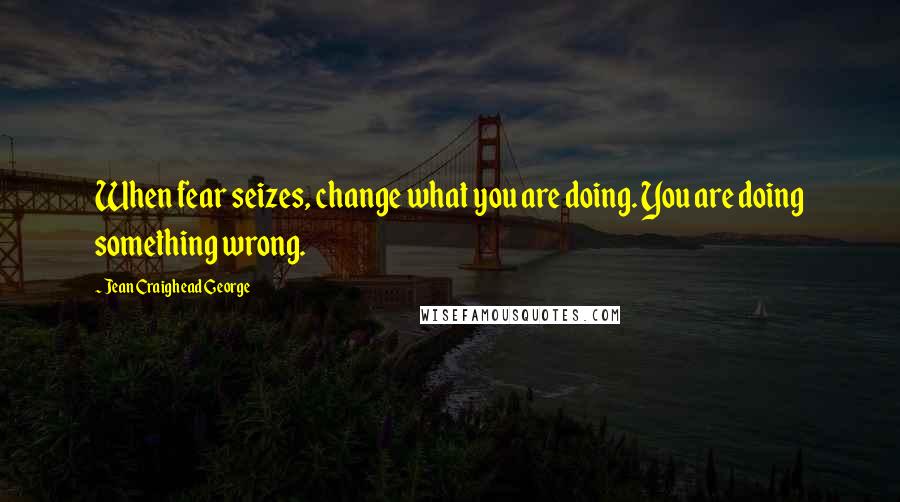 Jean Craighead George Quotes: When fear seizes, change what you are doing. You are doing something wrong.