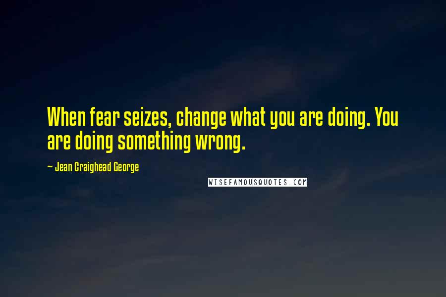 Jean Craighead George Quotes: When fear seizes, change what you are doing. You are doing something wrong.