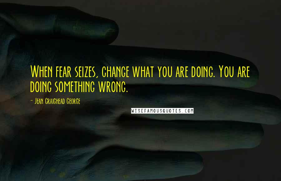 Jean Craighead George Quotes: When fear seizes, change what you are doing. You are doing something wrong.