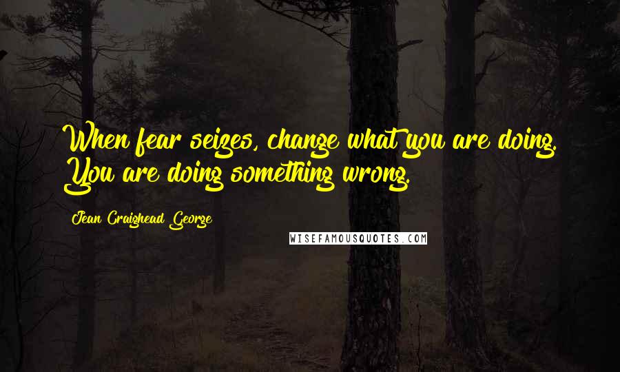 Jean Craighead George Quotes: When fear seizes, change what you are doing. You are doing something wrong.