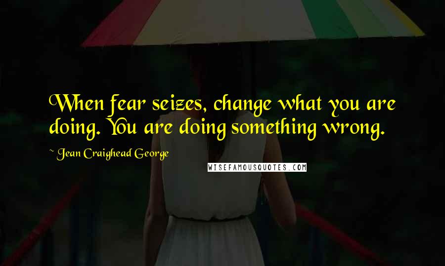 Jean Craighead George Quotes: When fear seizes, change what you are doing. You are doing something wrong.