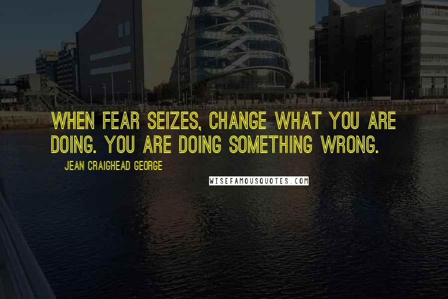 Jean Craighead George Quotes: When fear seizes, change what you are doing. You are doing something wrong.