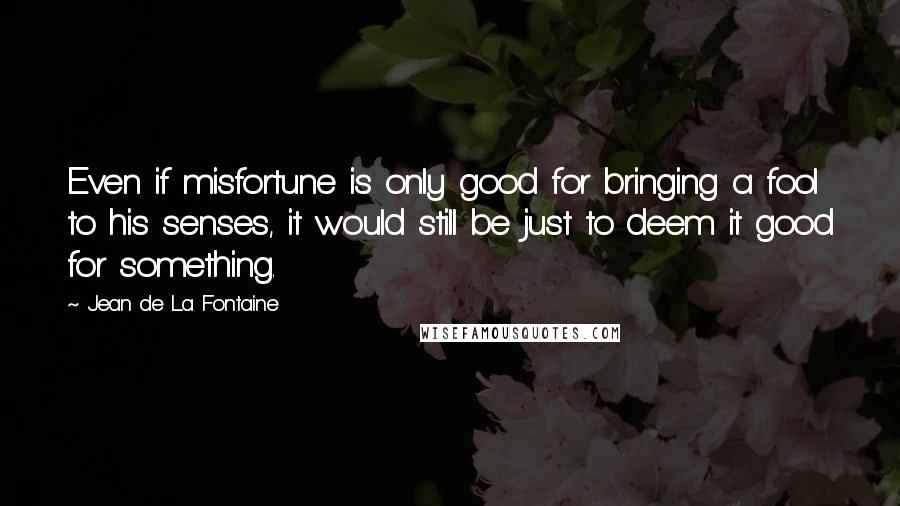 Jean De La Fontaine Quotes: Even if misfortune is only good for bringing a fool to his senses, it would still be just to deem it good for something.