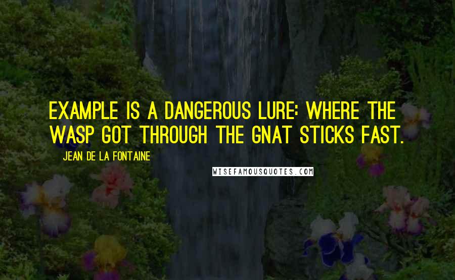 Jean De La Fontaine Quotes: Example is a dangerous lure: where the wasp got through the gnat sticks fast.