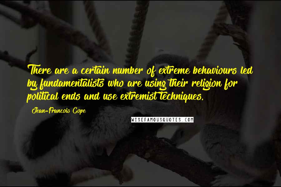 Jean-Francois Cope Quotes: There are a certain number of extreme behaviours led by fundamentalists who are using their religion for political ends and use extremist techniques.