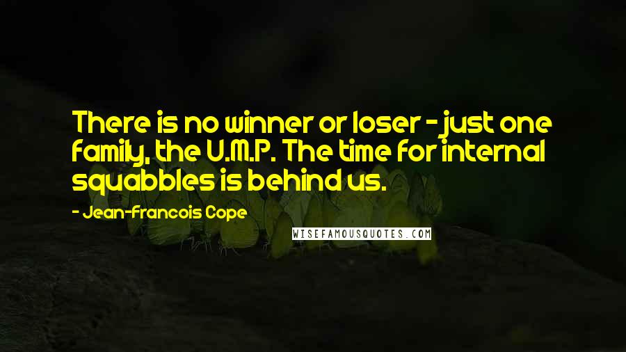 Jean-Francois Cope Quotes: There is no winner or loser - just one family, the U.M.P. The time for internal squabbles is behind us.