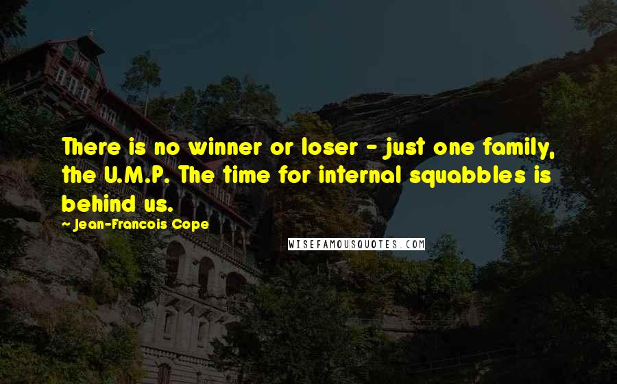 Jean-Francois Cope Quotes: There is no winner or loser - just one family, the U.M.P. The time for internal squabbles is behind us.