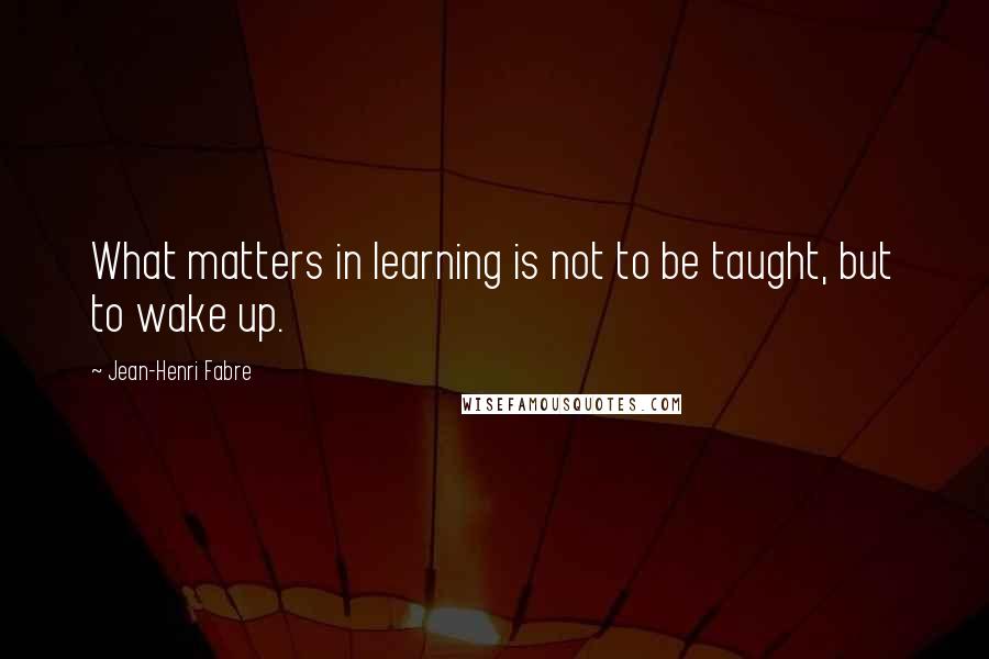 Jean-Henri Fabre Quotes: What matters in learning is not to be taught, but to wake up.