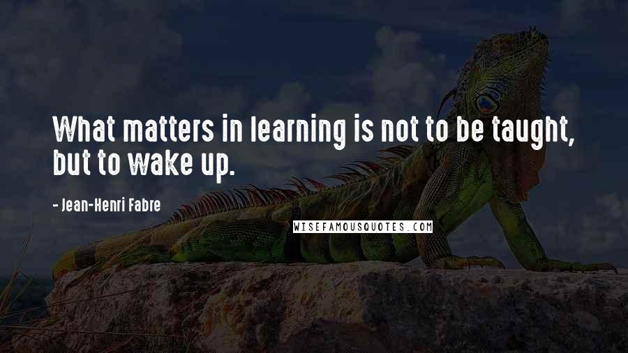 Jean-Henri Fabre Quotes: What matters in learning is not to be taught, but to wake up.