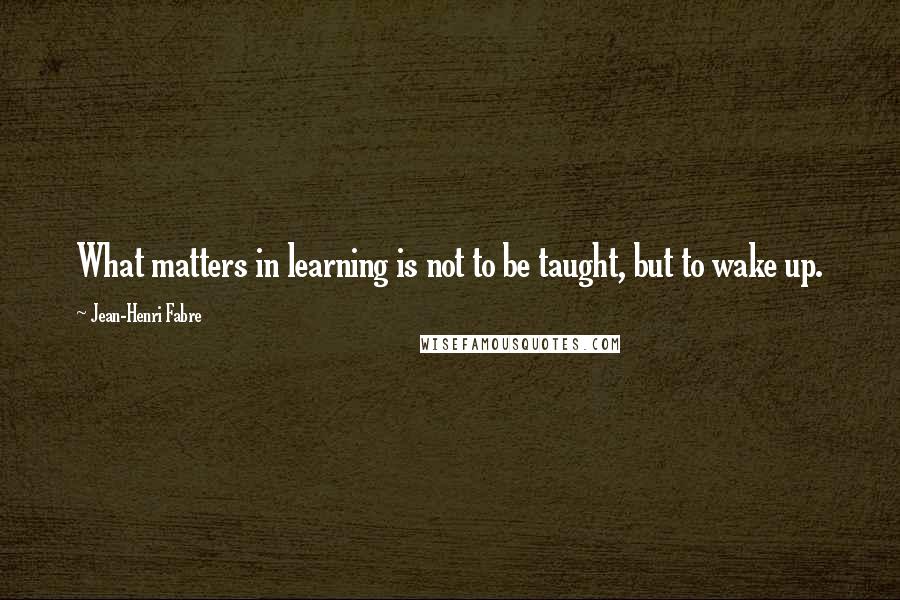 Jean-Henri Fabre Quotes: What matters in learning is not to be taught, but to wake up.