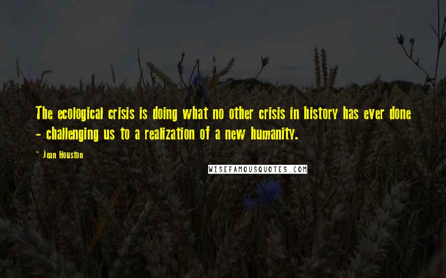 Jean Houston Quotes: The ecological crisis is doing what no other crisis in history has ever done - challenging us to a realization of a new humanity.