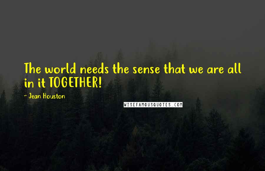 Jean Houston Quotes: The world needs the sense that we are all in it TOGETHER!