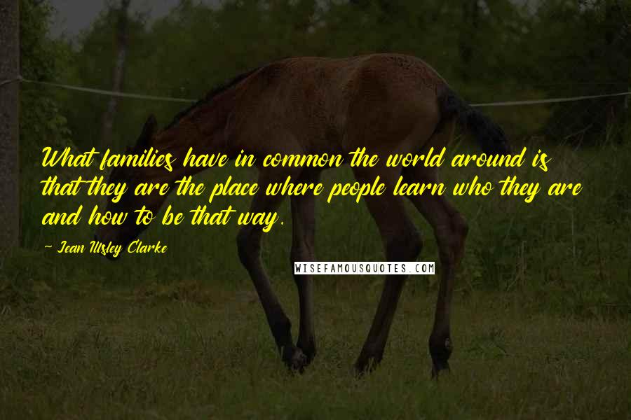Jean Illsley Clarke Quotes: What families have in common the world around is that they are the place where people learn who they are and how to be that way.