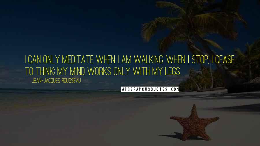 Jean-Jacques Rousseau Quotes: I can only meditate when I am walking. When I stop, I cease to think; my mind works only with my legs.