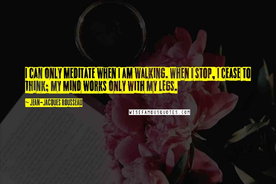 Jean-Jacques Rousseau Quotes: I can only meditate when I am walking. When I stop, I cease to think; my mind works only with my legs.