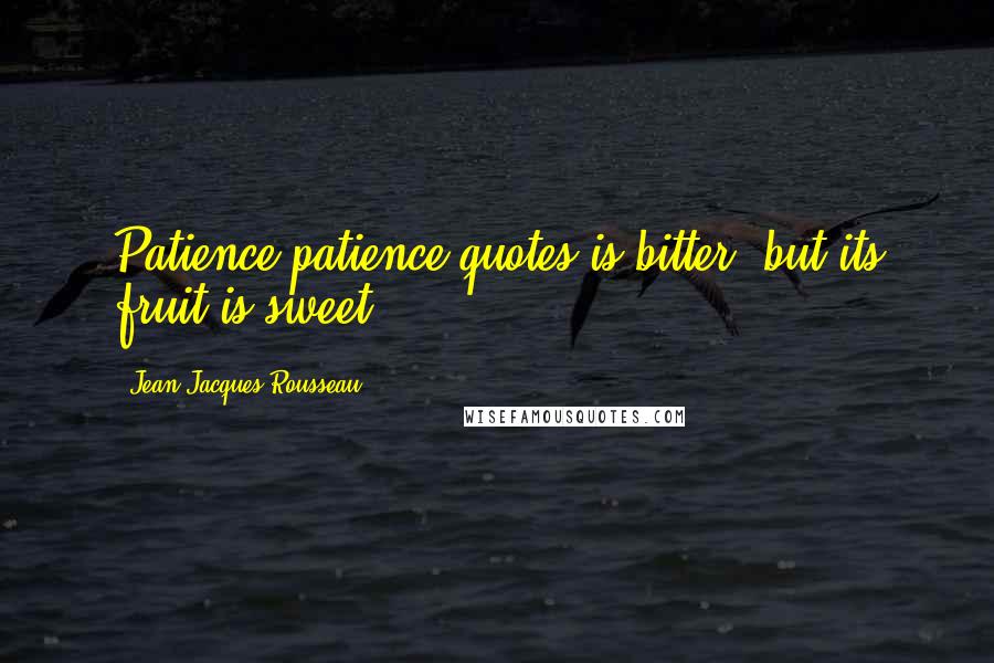 Jean-Jacques Rousseau Quotes: Patience patience quotes is bitter, but its fruit is sweet.