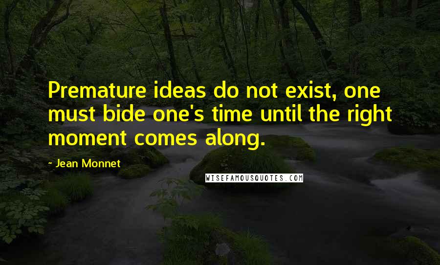 Jean Monnet Quotes: Premature ideas do not exist, one must bide one's time until the right moment comes along.