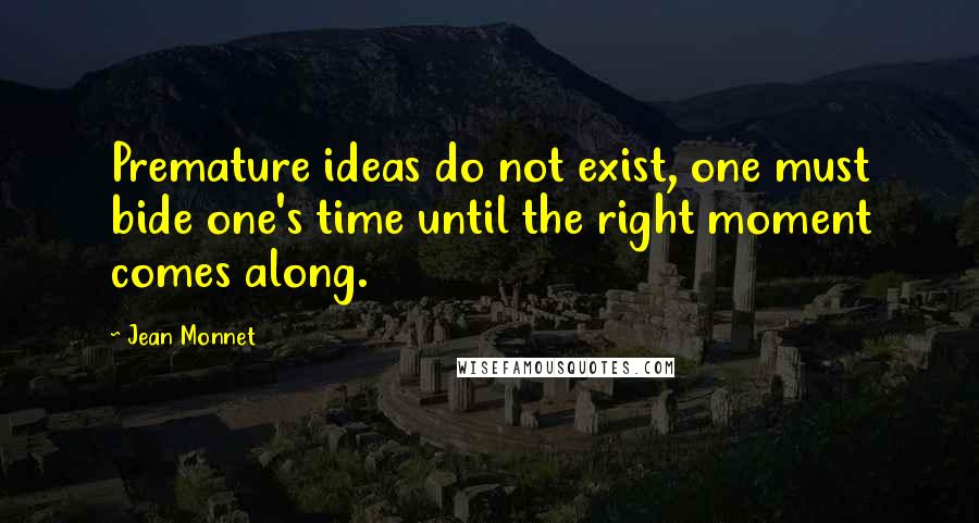 Jean Monnet Quotes: Premature ideas do not exist, one must bide one's time until the right moment comes along.