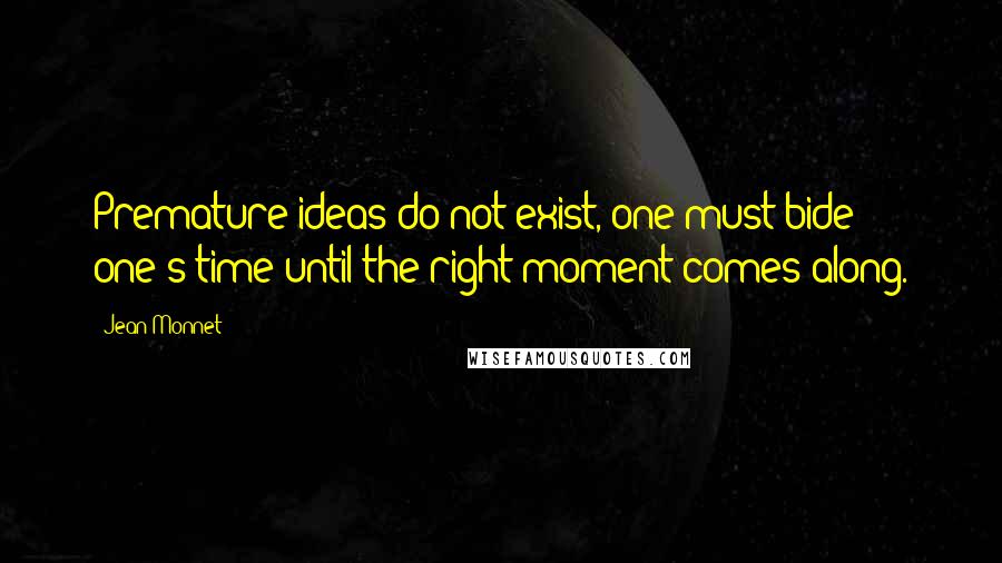 Jean Monnet Quotes: Premature ideas do not exist, one must bide one's time until the right moment comes along.