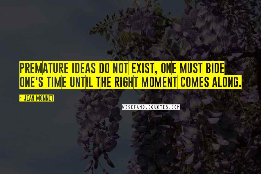 Jean Monnet Quotes: Premature ideas do not exist, one must bide one's time until the right moment comes along.