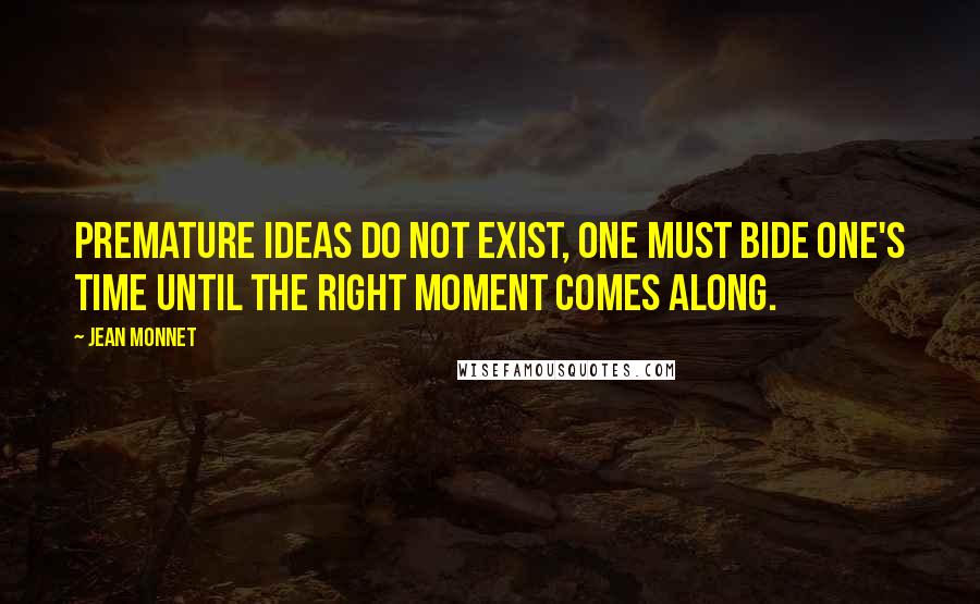 Jean Monnet Quotes: Premature ideas do not exist, one must bide one's time until the right moment comes along.