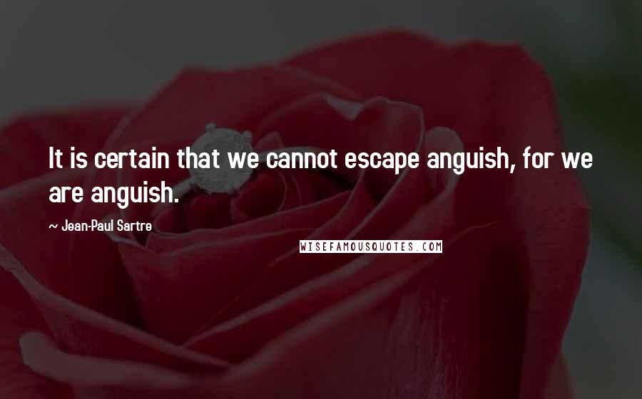 Jean-Paul Sartre Quotes: It is certain that we cannot escape anguish, for we are anguish.