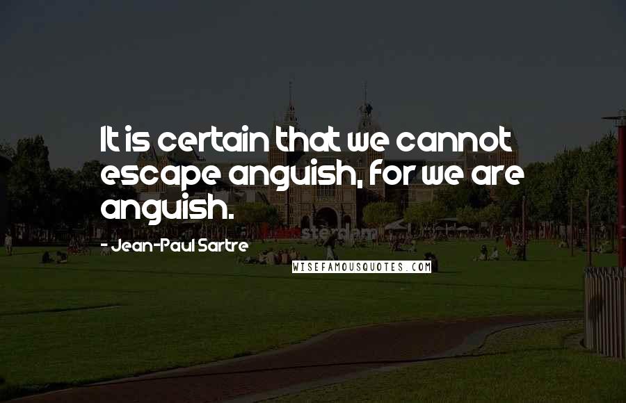 Jean-Paul Sartre Quotes: It is certain that we cannot escape anguish, for we are anguish.