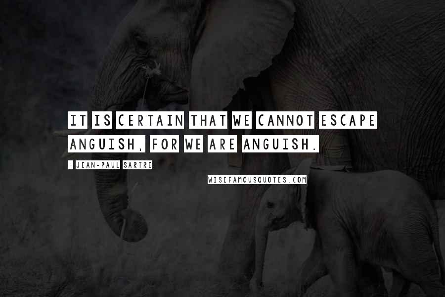 Jean-Paul Sartre Quotes: It is certain that we cannot escape anguish, for we are anguish.