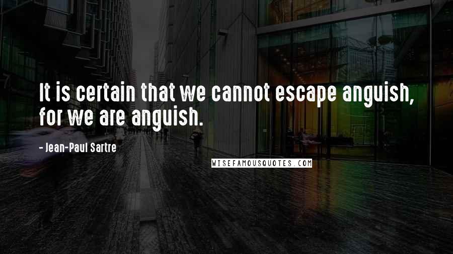 Jean-Paul Sartre Quotes: It is certain that we cannot escape anguish, for we are anguish.