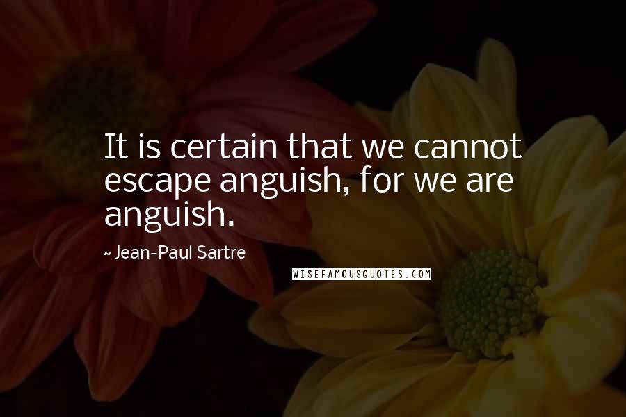 Jean-Paul Sartre Quotes: It is certain that we cannot escape anguish, for we are anguish.