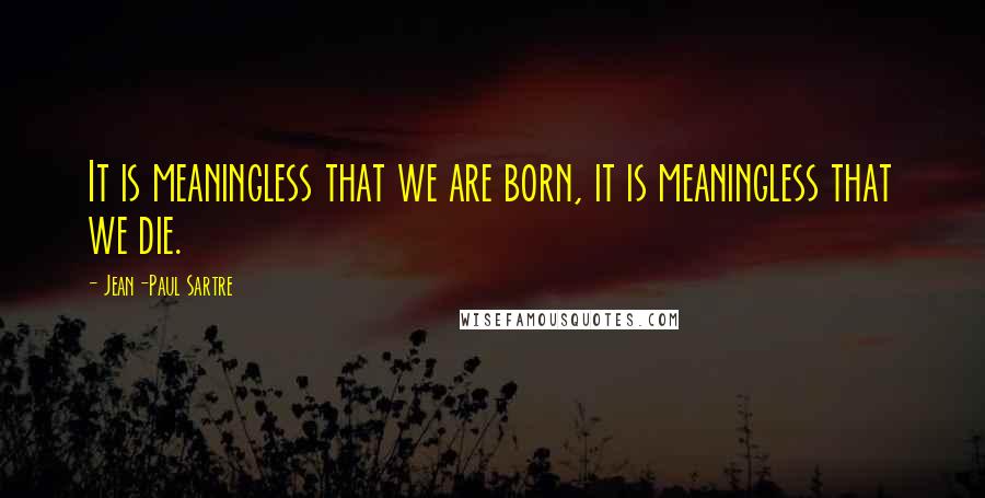 Jean-Paul Sartre Quotes: It is meaningless that we are born, it is meaningless that we die.