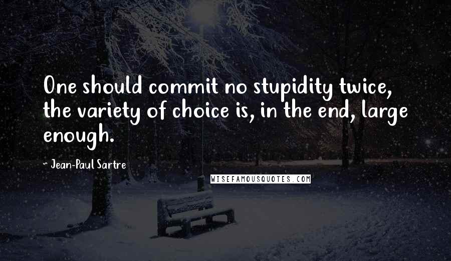 Jean-Paul Sartre Quotes: One should commit no stupidity twice, the variety of choice is, in the end, large enough.