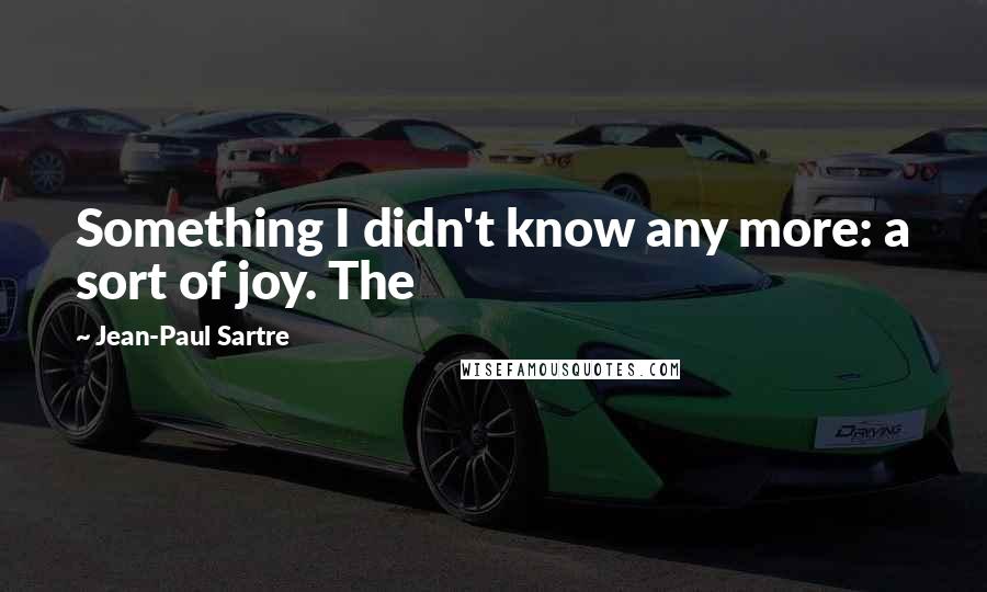 Jean-Paul Sartre Quotes: Something I didn't know any more: a sort of joy. The