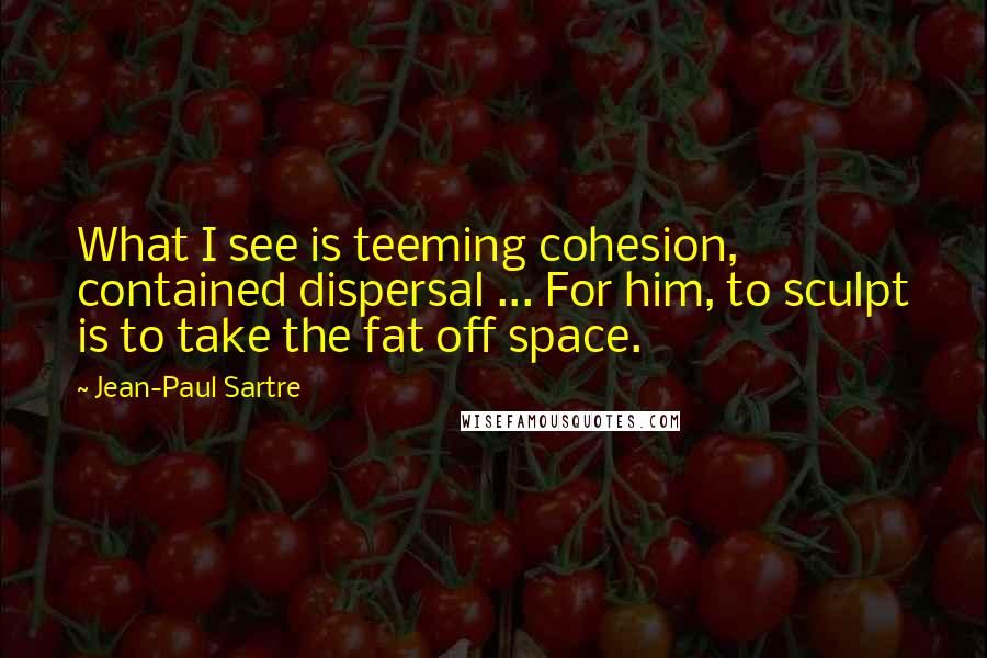 Jean-Paul Sartre Quotes: What I see is teeming cohesion, contained dispersal ... For him, to sculpt is to take the fat off space.